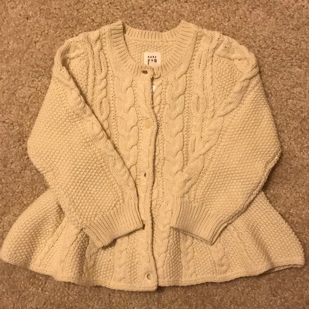 NWT Baby Gap Cream Peplum Cable knit Sweater 18-24
